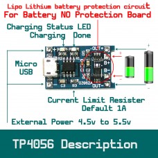 1A Single Cell Lipo Lithium Battery TP4056 Micro USB DIY Charger Module